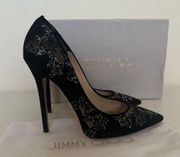 Karmel Crystal Rock Embellished Mesh Suede Pumps 120mm sz 40 / 9