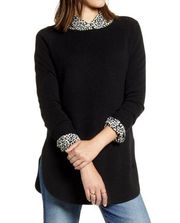 Halogen Sweater Boatneck Shirttail Cashmere Blend Sweater Black Size XS NWT