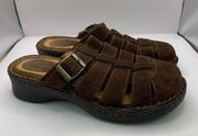 Cabelas Y2K platform mules size 7M slip on brown suede buckle fisherman style