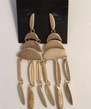 New Rebecca Minkoff Boho Tiered Brushed Gold Earr