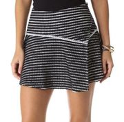 Free People  Size 6 Bento Skirt Black White Stripe A Line Short Mini Faux Wrap