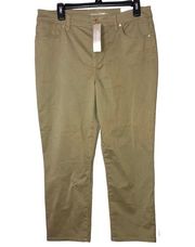 Chico’s Platinum Girlfriend Slim Crop Jeans Sateen Olive Green 1