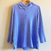 J Jill Pure Jill Hoodie Cotton Gauze Blue Pocket Sweatshirt Top Womens Size M