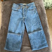 LEVIS - Ribcage Straight Ankle - Medium Washed -Button Fly - 27 waist 27 length