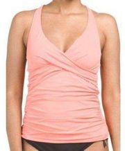 JANTZEN Lively Peach Wrap Tankini Top Sz 16 NEW