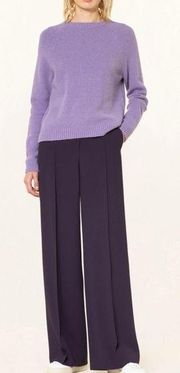 Hugo Boss Tacilana High Waist Wide Leg Trousers In Dark Plum