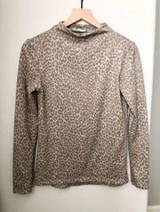 Tan and Gray Cheeta Print Long Sleeve Sweater - Size XS