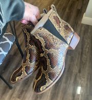 Leather Snakeprint Ankle Boots