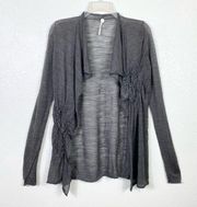 Margaret O’Leary Grey Scrunched Lightweight Cardigan Sweater