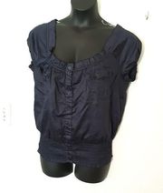 Gracia Fashion navy button up blouse