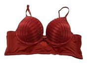 Daisy Fuentes Lace Push Up Bra Red Orange