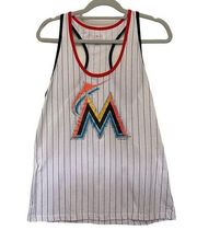 GENUINE MERCHANDISE 5th & Ocean MLB Marlins Womens Tank Top Sz L White Racerback