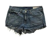 rag and bone raw hem festival rodeo medium wash shorts size 26