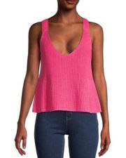 NWT 525 America A-Line V-Neck Knit Tank TOP IN HIBISCUS Pink