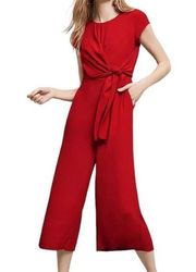 NWT Maeve Anthropologie red wide leg tie jumpsuit