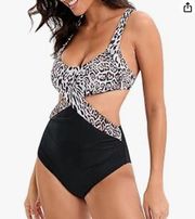 One Piece Swimsuit for Women animal  Print Bikini Swimwear High Waisted Bathing