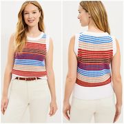 LOFT, New, Multi Striped Sleeveless Soft Knit Sweater Shell Vest, Size Medium