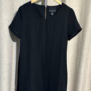 Cynthia Rowley Black Embroidered Hem Short Sleeve Dress - Size 8