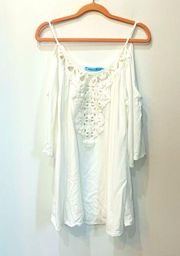 Solitaire Swim White Cold Shoulder Coverup size small