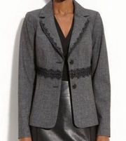 Classiques Entier For Nordstrom Women’s Gray Blazer W/ Black Lace waist Sz 6