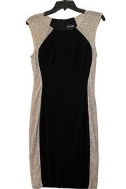Xscape Beaded Black Illusion Dress Size 8