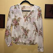 Mind Code Ivory and Flowered Blouse Medium