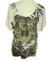 Y2K blinged out tiger slouchy top