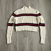 Lottie Moss Cream Cropped Red and Blue Striped Sweater Size Small