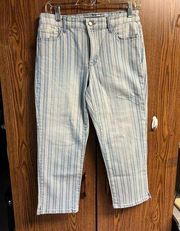 Nine West Stripped Chrystie Capri Jeans Sz 6 NWOT