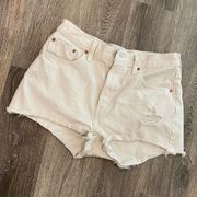 Levi’s 501 cutoff jean shorts high rise cream ecru ivory beige 29