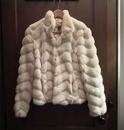 WHBM // Faux Fur Coat in Ivory // Size S