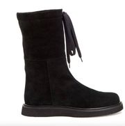 New! Aquatalia Camilla Black Suede Shearling Lined Winter lace-up