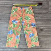 Lauren Ralph Lauren Women's Orange Cotton Floral Wide Leg Crop Pants Size 4