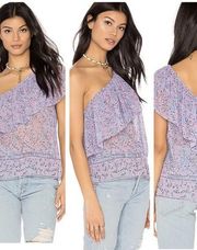 Janice Ruffle One Shoulder Ladder Lace Inset in Lilac