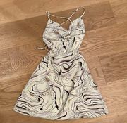 Princess Polly  Celena Mini Dress in White Brown Swirl Size 0