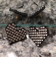 Badgley Mischka Black Hearts Pave Crystals Earring