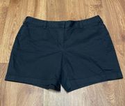 Lands End Womens Solid Black Chino Shorts Plus Size 20W Cotton 6.5" Inseam