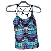 PrAna Multicolor ZigZag Strappy Back Tankini Top Size Medium