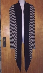 Black & Gray Striped Hourglass Lilly Waterfall Top Size Medium