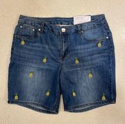 Christopher and Banks modern fit denim shorts with pineapples size 10 NWT