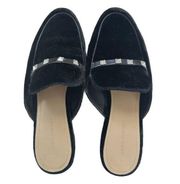 Marc Fisher Women’s Black Velvet Studded Wishing Mule Slide Slippers Flats 8