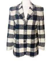 VINTAGE the Limited wool blend structured shoulder buffalo plaid blazer sz M