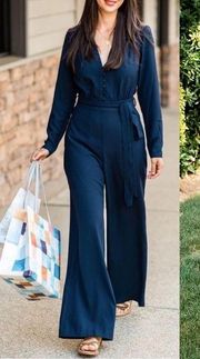 Happy Nature Kate Hudson Navy Blue Gem Jumpsuit - 8