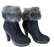 Faux Fur Heel Boots size 6