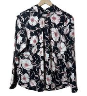 Evereve Allison Joy Karissa Gathered Neck Dark Floral Blouse NWT Size Small