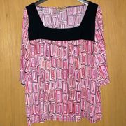 Pink and orange square neck top Size 1X