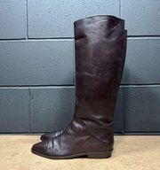 Vintage Joan & David Brown Leather Knee High Boots Wmns 7 Handmade In Italy