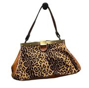 Patricia Nash Leopard Print Leather Cowhide Shoulder Bag Women’s Handbag