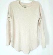 American Eagle Soft & Sexy Plush Waffle Knit Oatmeal Thermal Sweater Top- Size S