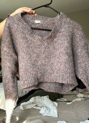 Cropped Polyester Knit Sweater